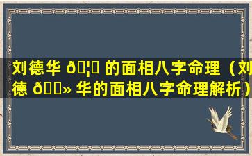 刘德华 🦊 的面相八字命理（刘德 🌻 华的面相八字命理解析）